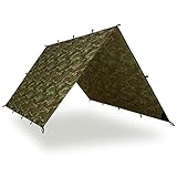 Aqua Quest Safari Zeltplane - 100% wasserdichter, Leichter SilNylon Bushcraft Campingunterschlupf - 3 x 3m Woodland Camo