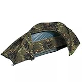 Mil-Tec Einmannzelt Recom (150x250cm) • Tunnelzelt für 1 Person • Ultraleicht, kompakt, Wind- & sturmsicher • Zelt für Trekking, Camping, Outdoor, Wandern • 1-Personen-Zelt • Farbe: Flecktarn
