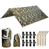 PURE HANG Premium Zeltplane Tarp 3x3 für Hängematte Outdoor Camping Wasserdicht mit Ösen Sonnensegel Strand Ultra-Leicht Sonnenschutz UV Schutz Regenschutz